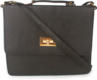 

CRAWLER Girls Casual Black Leatherette Messenger Bag