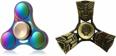 

ROSE Rainbow Triangle UFO & Transformer Metal Fidget Hand Spinner Toy Set Of 2 (Multicolor)(Multicolor)