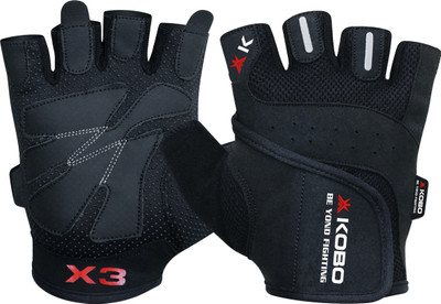 Kobo Grippy Gym & Fitness Gloves (M, Black), Assorted