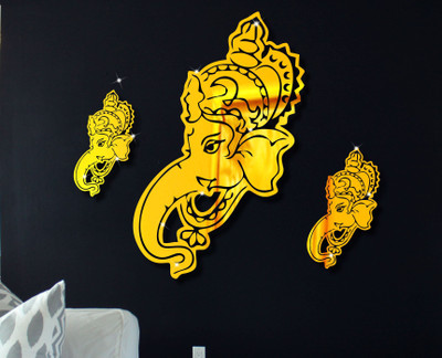 

naveed arts  Acrylic sticker Sticker(Pack of 3, Gold