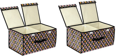 

FullHouz Black Floral Design 2 Storage Box(Multicolor)