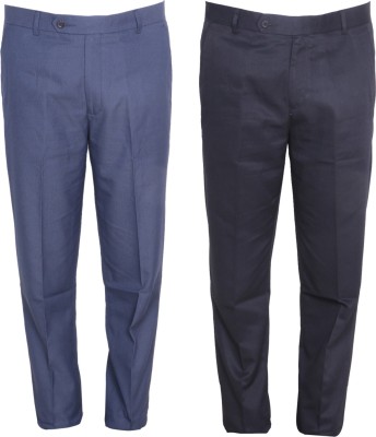 IndiWeaves Slim Fit Men Blue Trousers