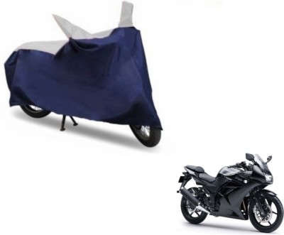 MOCKHE Two Wheeler Cover for Kawasaki(Ninja 250, Blue, Silver)