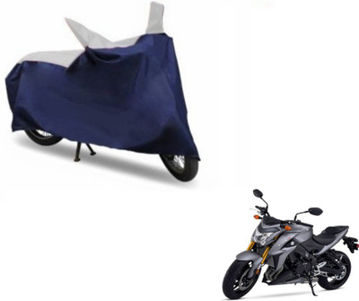 MOCKHE Two Wheeler Cover for Suzuki(GSX, Blue, Silver)