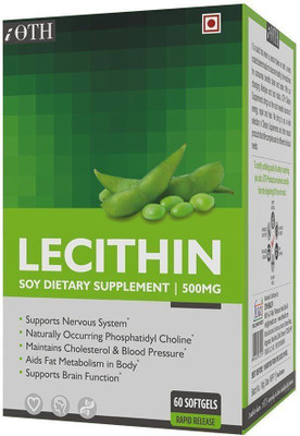 

iOTH Lecithin - A natural Soy based Lecithin dietary supplement Rich source of natural Phosphatidyl, Choline and Inositol - 60 softgels(60 No)