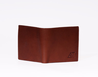 A&T London Men Brown Genuine Leather Wallet(6 Card Slots)