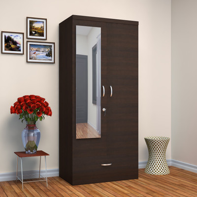 

HomeTown Utsav Engineered Wood 2 Door Wardrobe(Finish Color - Wenge, Mirror Included)