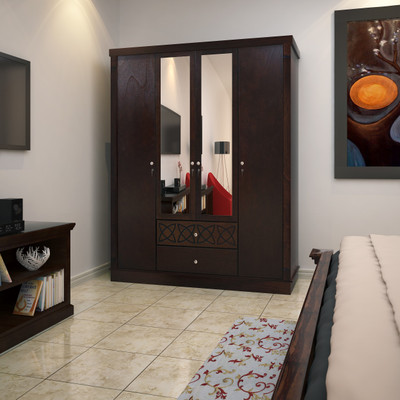 

HomeTown Astra Solid Wood 4 Door Wardrobe(Finish Color - Wenge)