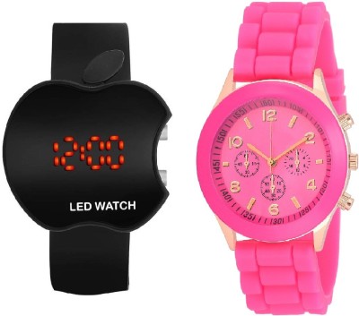 COSMIC geneva dark pink rubber belt having best quality rubber strap with black apple led CSB- PARTY WEAR Watch  - For Men & Women   Watches  (COSMIC)