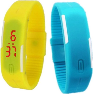 Fashion Gateway Yellow and Light Blue Led Magnet Band (pakc of 2) Digital Watch  - For Boys & Girls   Watches  (Fashion Gateway)