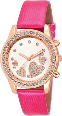 keepkart Heart Printed Rosegold Dial With Pink Leather Strap For Woman And Girls Watch  - For Girls   Watches  (Keepkart)