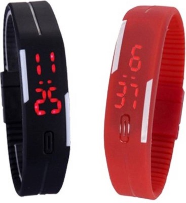 Fashion Gateway Black and Red Led Magnet Band (pack of 2) Black and Red Digital Watch  - For Boys & Girls   Watches  (Fashion Gateway)