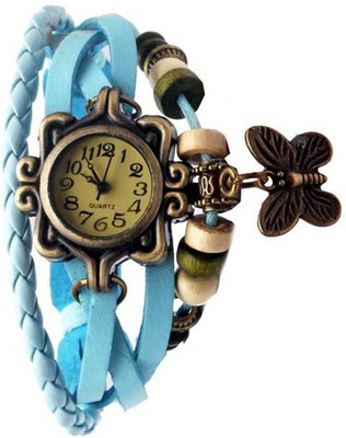 

Jack Klein Round Dial Skyblue Strap Butterfly Watch - For Women