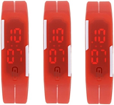 Fashion Gateway Red Led Magnet Band (pack of 3) Red Digital Watch  - For Boys & Girls   Watches  (Fashion Gateway)