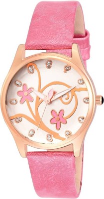 keepkart Flower Printed Rosegold Dial With Light Pink Leather Strap For Woman And Girls Watch  - For Girls   Watches  (Keepkart)