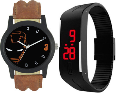Shivam Retail SR-L-0004 Iron Man Theme Stylish Attractive Genuine Leather With Digital Hand Band Combo Analog-Digital Watch - For Men Shivam Retail SR-L-0004 Iron Man Theme Stylish Attractive Genuine Leather With Digital Hand Band Combo Analog-Digital Watch - For Men