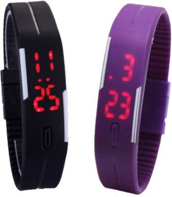 Fashion Gateway Black and Purple Led Magnet Band (pack of 2) Black and Purple Digital Watch  - For Boys & Girls   Watches  (Fashion Gateway)