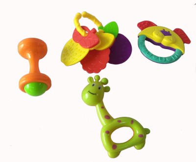 ODDEVEN Lovely Mixed Attractive Colourful Non Toxic Rattles for-Babies,-Toddlers, Infants, Child . Set Of 4 Rattle(Multicolor)