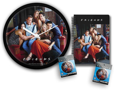 

Mc Sid Razz Official "Friends - Tv Series" Gift Set - Combo Pack Of 4,On The Couch Wall clock + On The Couch Badge + On The Couch Fridge Magnet + On The Couch Notebook(Set of 4)