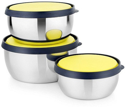 

Sayee Stainless Steel Glossy Yellow Lid Bowl Stainless Steel Bowl Set(Yellow, Pack of 3)
