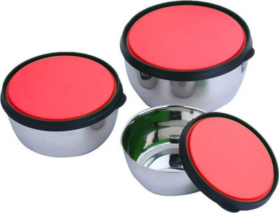

Sayee Stainless Steel Bowl Set(Red, Pack of 3)