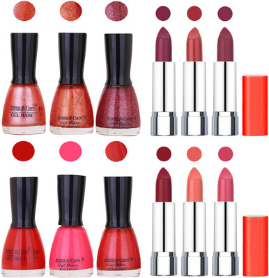 

Aroma Care Wholesale Rate Combo of Nail Polish and Rythm Lipstick 428(Set of 12)