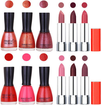 

Aroma Care Wholesale Rate Combo of Nail Polish and Rythm Lipstick 462(Set of 12)