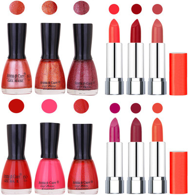 

Aroma Care Wholesale Rate Combo of Nail Polish and Rythm Lipstick 454(Set of 12)