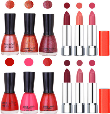 

Aroma Care Wholesale Rate Combo of Nail Polish and Rythm Lipstick 448(Set of 12)