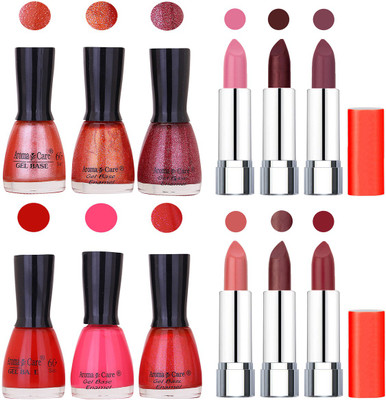 

Aroma Care Wholesale Rate Combo of Nail Polish and Rythm Lipstick 414(Set of 12)