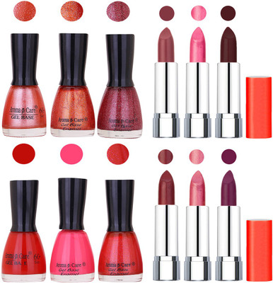 

Aroma Care Wholesale Rate Combo of Nail Polish and Rythm Lipstick 440(Set of 12)