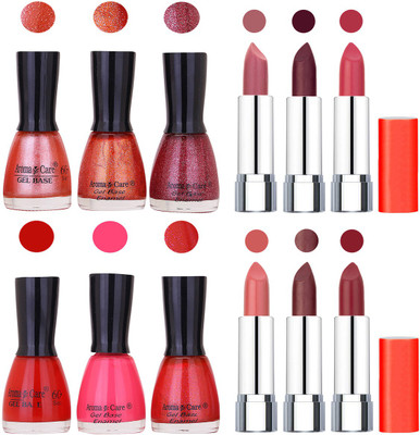 

Aroma Care Wholesale Rate Combo of Nail Polish and Rythm Lipstick 404(Set of 12)