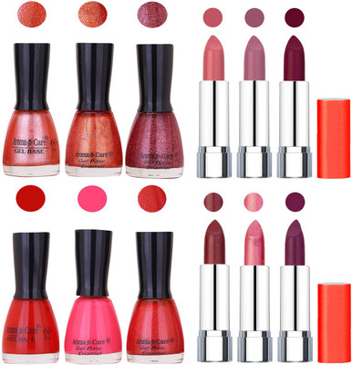 

Aroma Care Wholesale Rate Combo of Nail Polish and Rythm Lipstick 446(Set of 12)
