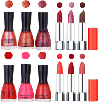 

Aroma Care Wholesale Rate Combo of Nail Polish and Rythm Lipstick 421(Set of 12)