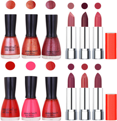 

Aroma Care Wholesale Rate Combo of Nail Polish and Rythm Lipstick 398(Set of 12)
