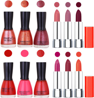 

Aroma Care Wholesale Rate Combo of Nail Polish and Rythm Lipstick 445(Set of 12)