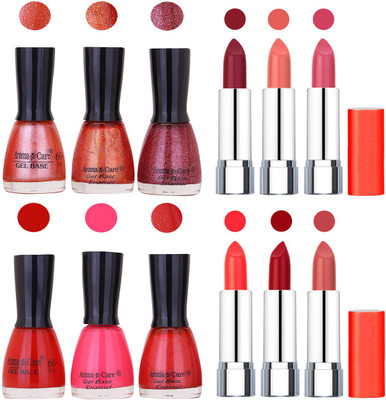 

Aroma Care Wholesale Rate Combo of Nail Polish and Rythm Lipstick 447(Set of 12)