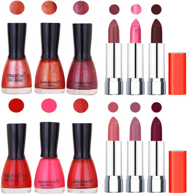 

Aroma Care Wholesale Rate Combo of Nail Polish and Rythm Lipstick 434(Set of 12)