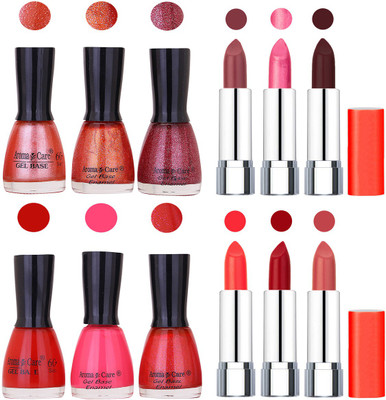 

Aroma Care Wholesale Rate Combo of Nail Polish and Rythm Lipstick 436(Set of 12)