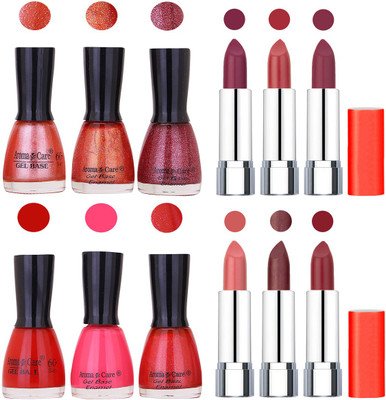 

Aroma Care Wholesale Rate Combo of Nail Polish and Rythm Lipstick 431(Set of 12)