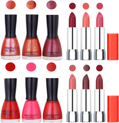 

Aroma Care Wholesale Rate Combo of Nail Polish and Rythm Lipstick 449(Set of 12)