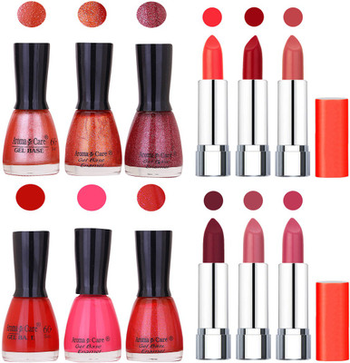 

Aroma Care Wholesale Rate Combo of Nail Polish and Rythm Lipstick 452(Set of 12)