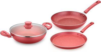 

Ideale Sparkle induction bottom 4 pcs cookware set Induction Bottom Cookware Set(Aluminium, 4 - Piece), Red