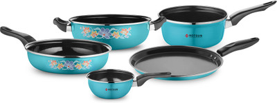 

HOTSUN Enamelware Induction Bottom Cookware Set(Steel, 5 - Piece), Multicolor