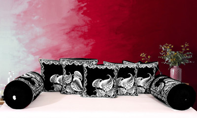 Creative Homes Velvet Cushions & Bolsters Cover(40 cm*40 cm, Pack of 5, Black)