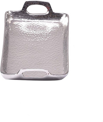 Sammsara Hammered Rectangle Tray Small Aluminium Decorative Platter(Silver)