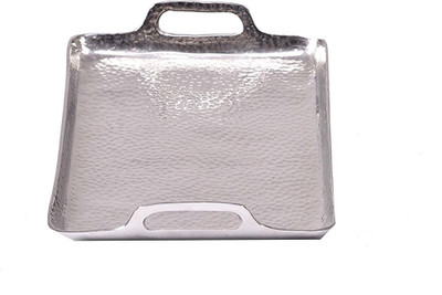 Sammsara Hammered Rectangle Tray Large Aluminium Decorative Platter(Silver)