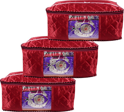 

apratim saree cover satin 3 satin 3pc(Red)