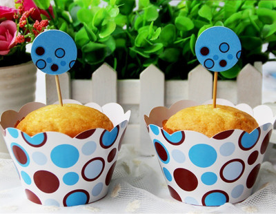 

Funcart Blue Polka Dots Cupcake Wraps & Picks (12Pcs/Pack) Polka Dot Paper Gift Wrapper(Multicolor)
