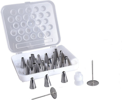 

Evana Icing Piping Tips Cake Pastry Craft 357 Cake Pastry Decorating Tool Set Silver Kitchen Tool Set(Silver)